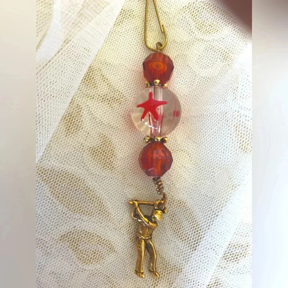 NWT Women/Girls Tablet/Phone Keychain Purse Cute & Beaded Goldtoned Golfer Charm - Picture 2 of 3
